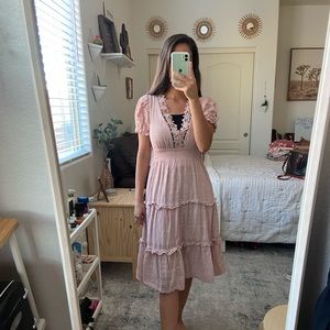 Pink dress with flowers